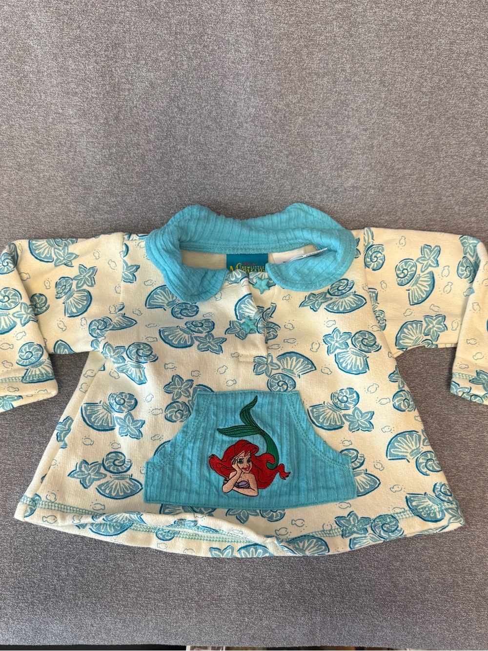 Ariel Little Mermaid Floral Pullover - Cream & Aqua